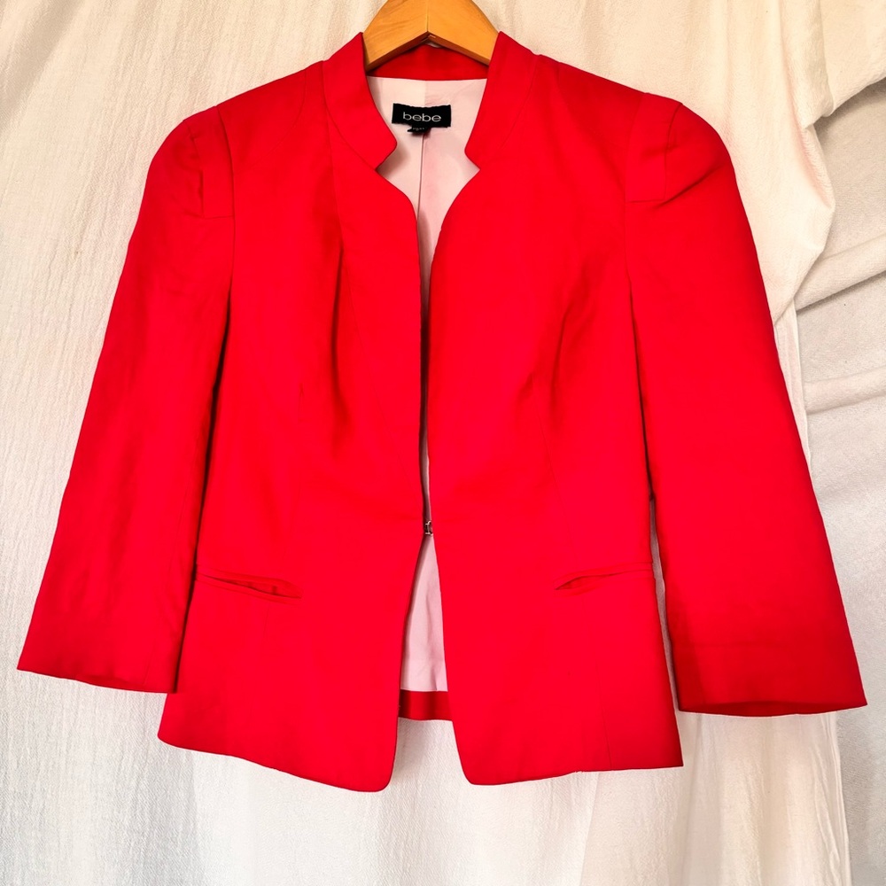 Y2K Bebe Linen Blend Bright Pink Blazer Jacket